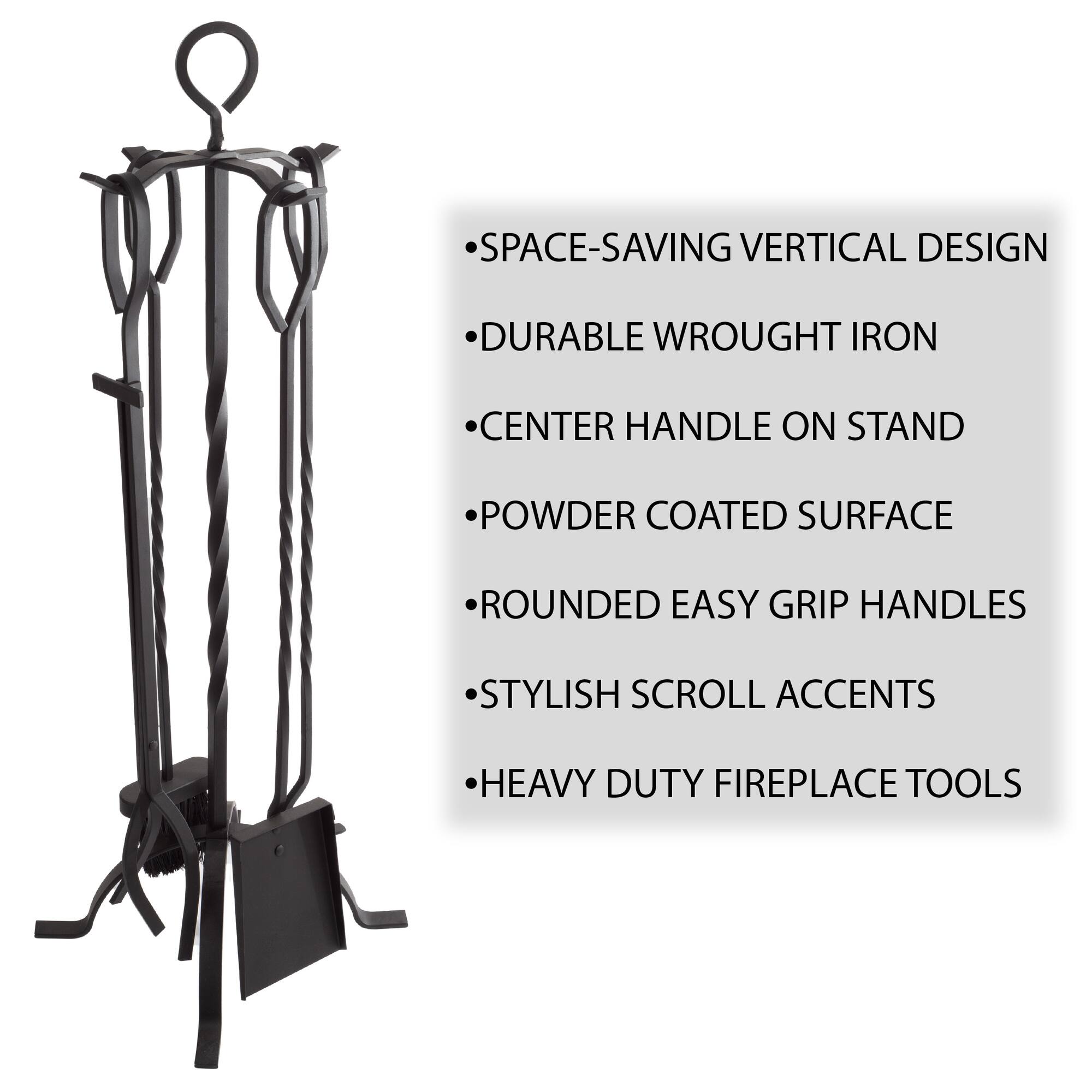 Hastings Home Black Fireplace Tool Set & Stand
